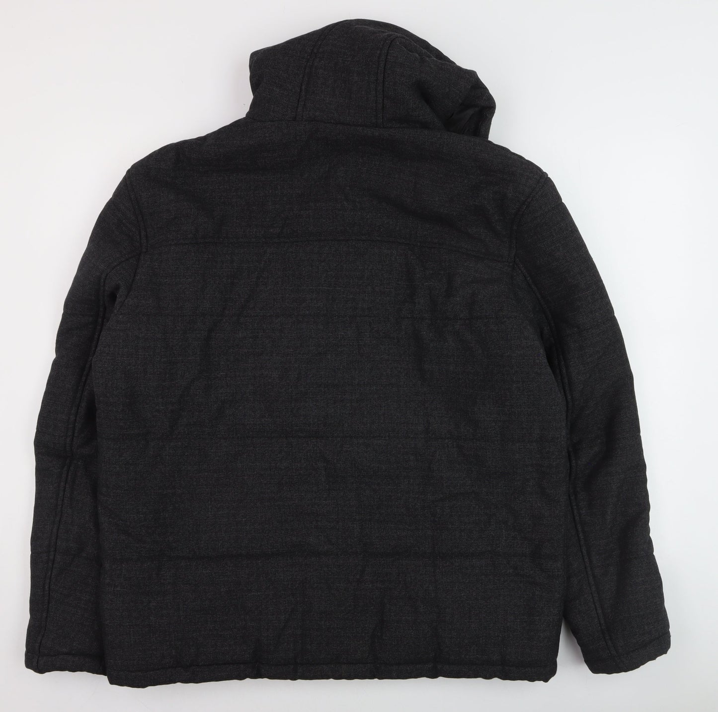 Zara Men's Black Hooded Puffer Jacket Size L Regular Fit Winter Coat