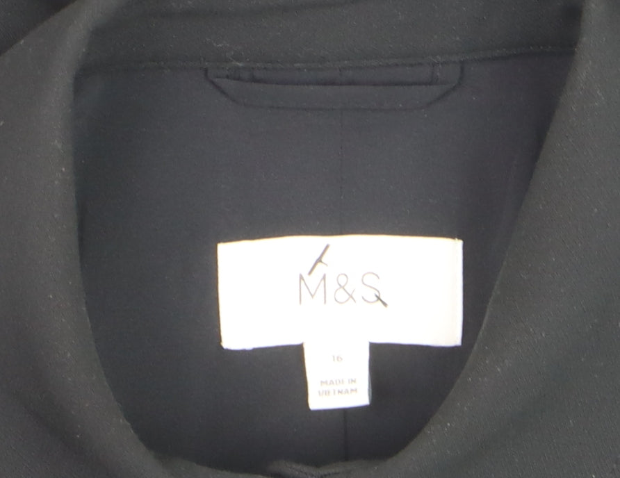 Marks and Spencer Womens Black Blazer Jacket Size 16 Regular Fit