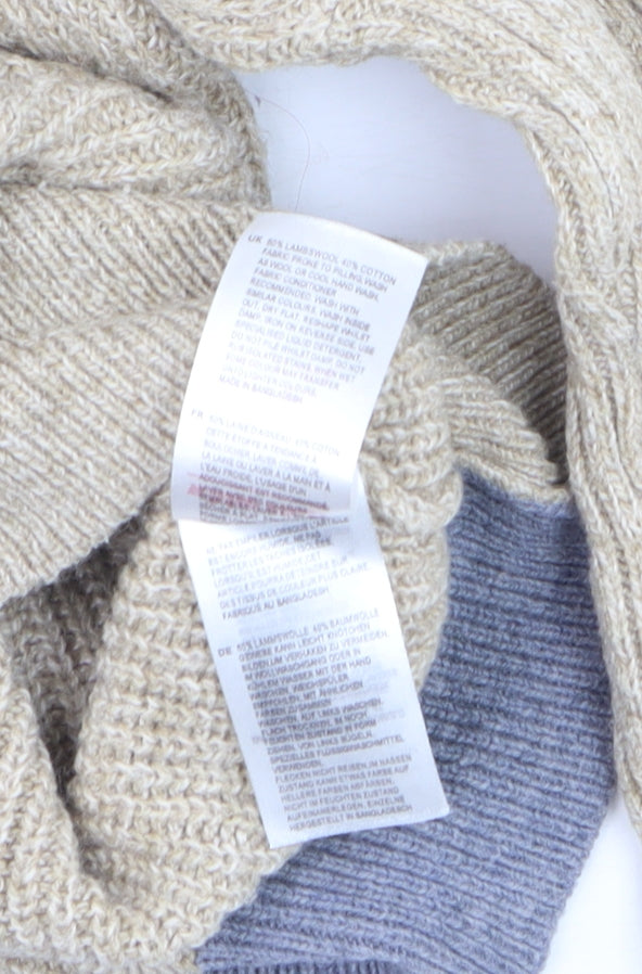 White Stuff Men's Beige Wool Cotton Jumper XL Crew Neck Knit