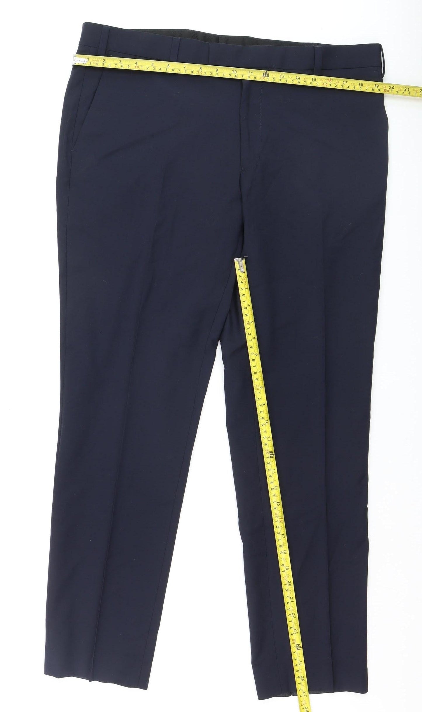Marks and Spencer Autograph Men's Blue Slim Fit Dress Trousers 38W 31.5L