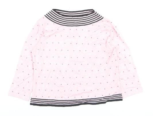 Alex & Co for Alexon Women's Pink Polka Dot 3/4 Sleeve Boat Neck Cotton Top Size 18