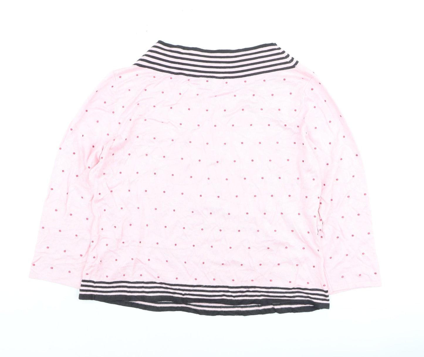 Alex & Co for Alexon Women's Pink Polka Dot 3/4 Sleeve Boat Neck Cotton Top Size 18
