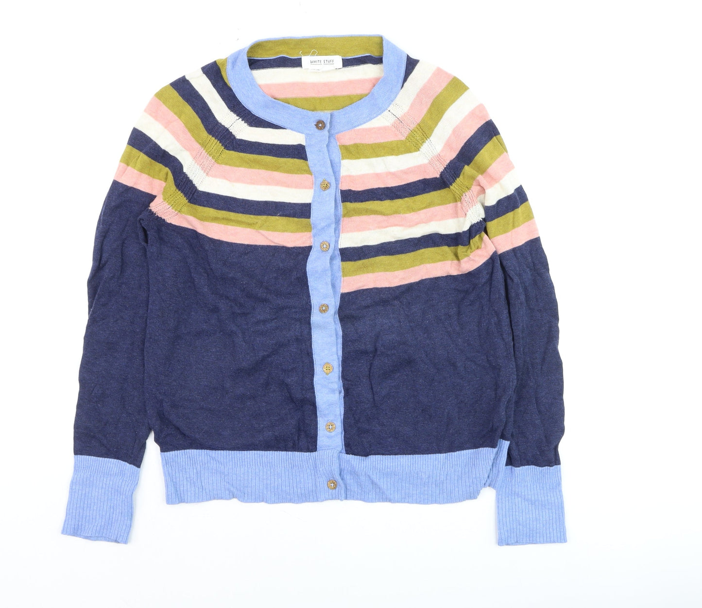 White Stuff Women's Multicolour Stripe Cotton Cardigan UK 10