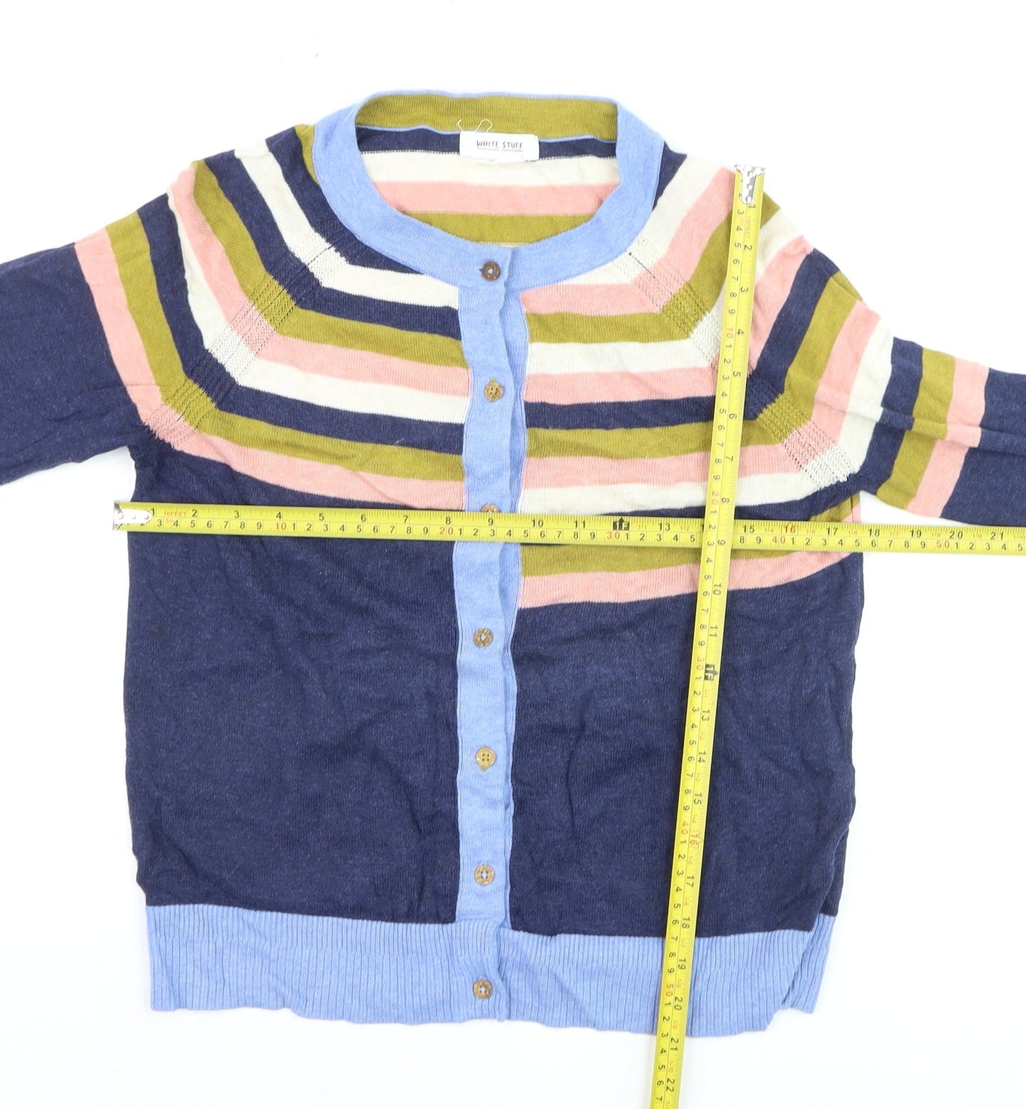 White Stuff Women's Multicolour Stripe Cotton Cardigan UK 10