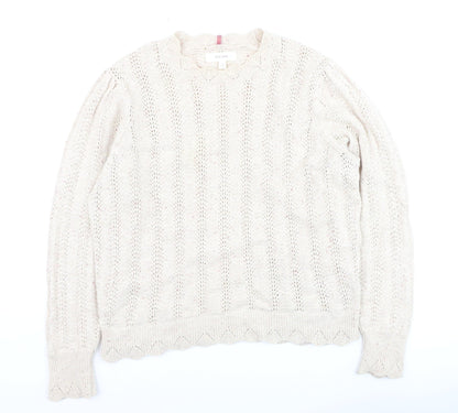 Additional front view of Marks & Spencer Per Una Women Beige Knit Jumper, size 14, Pullover