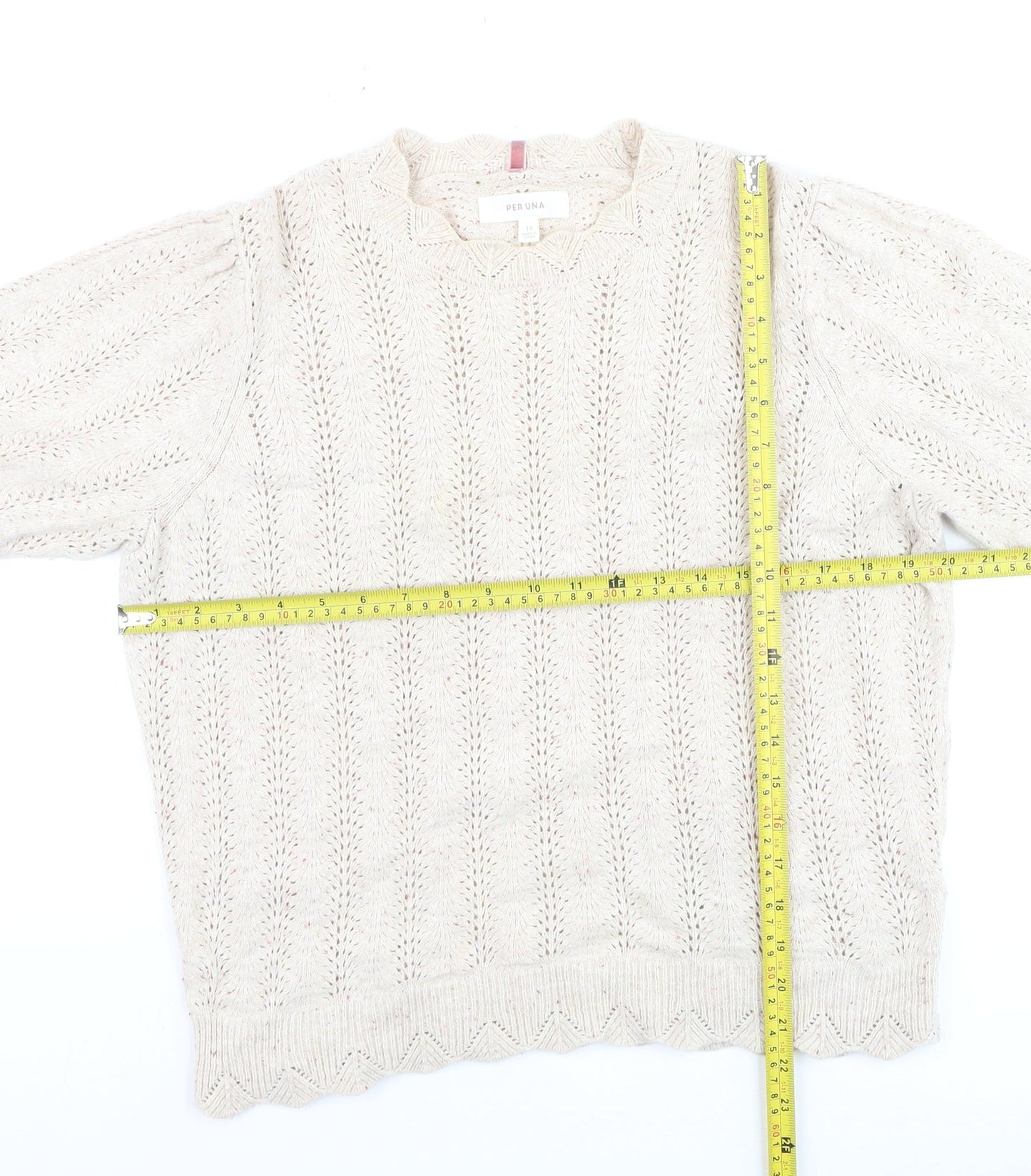 Marks and Spencer Per Una Women Beige Knit Jumper Size 14 Pullover