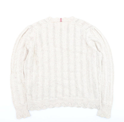 Close-up detail of Marks & Spencer Per Una Women Beige Knit Jumper, size 14, Pullover