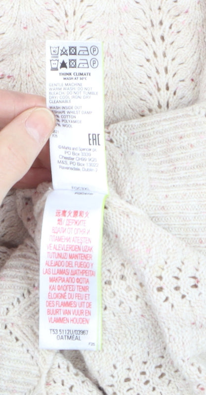 Brand and care label for Marks & Spencer Per Una Women Beige Knit Jumper, size 14, Pullover