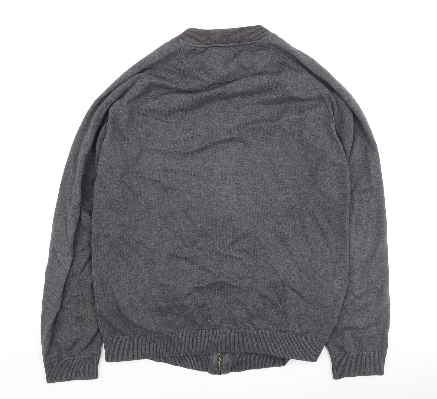Jack & Jones Mens Grey Full Zip Cotton Jumper Size L