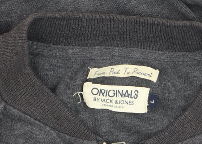 Additional view of Jack & Jones men’s grey full zip cotton jumper, size L