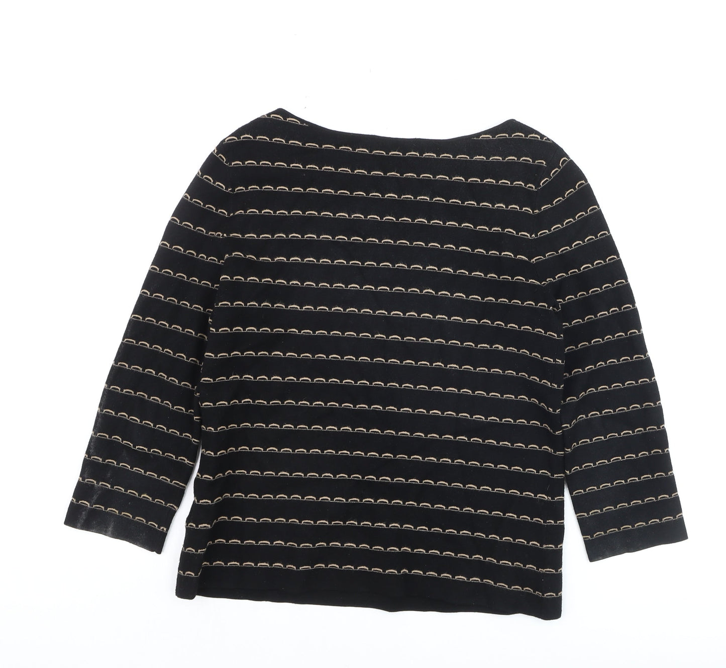 Hobbs Women’s Black Striped 3/4 Sleeve Knit Top Size S