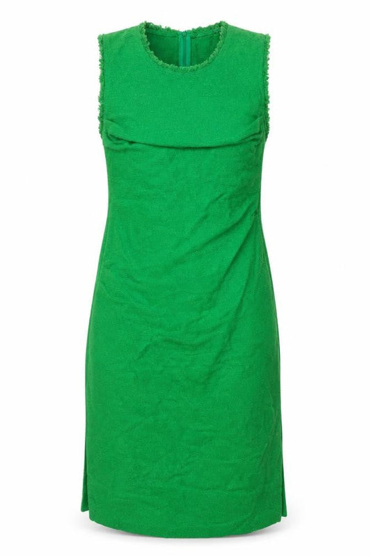 Zara Women Green Sheath Midi Dress Size 8 Fringe Detail