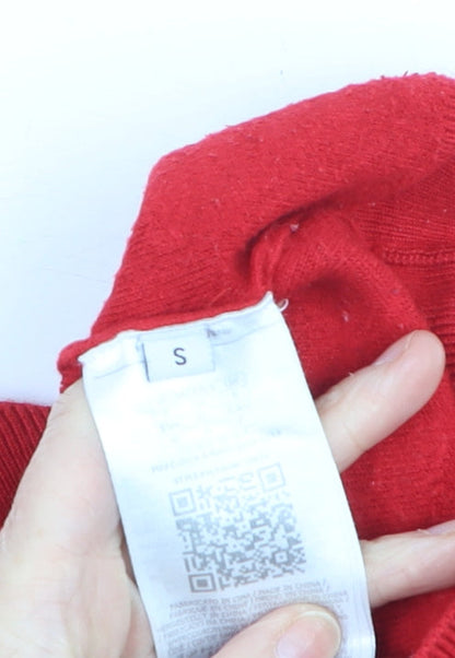 Additional view of Guess women’s red crew neck logo jumper, size S