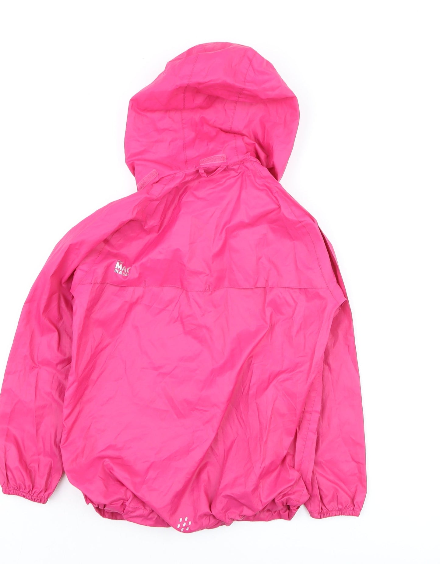 Mac In A Sac Girls Pink Waterproof Hooded Rain Coat Jacket 5-7 Years