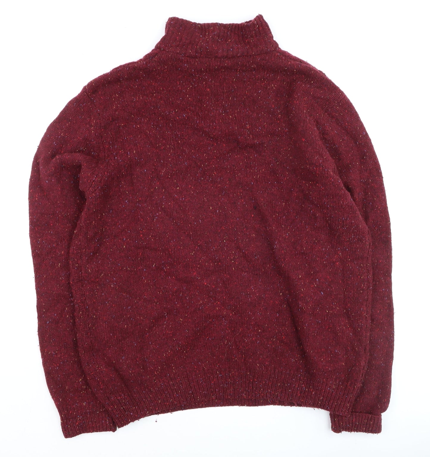 Peter Gribby Men's Red Wool Cable Knit 1/2 Zip Jumper Size L