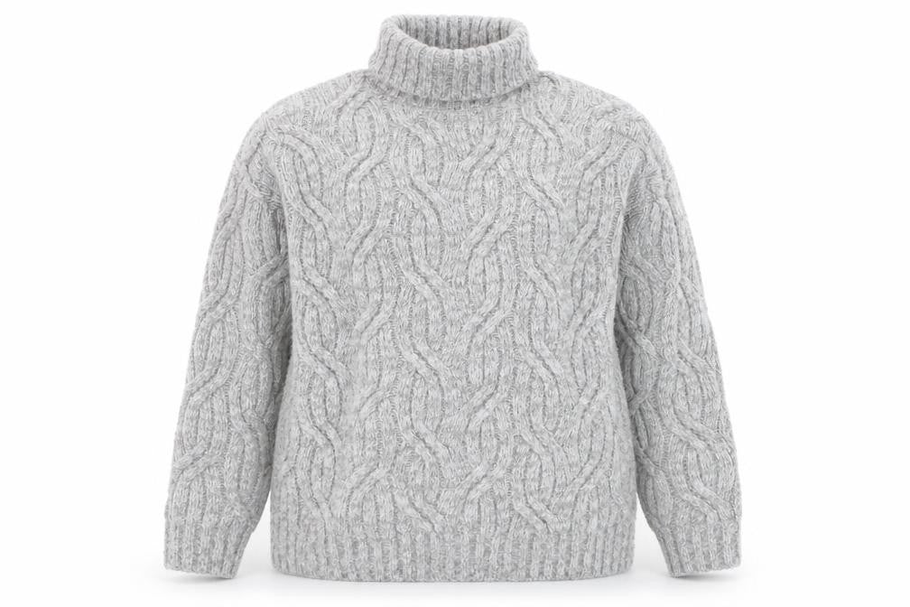 Marks & Spencer Men's Grey Cable Knit Roll Neck Jumper Size S