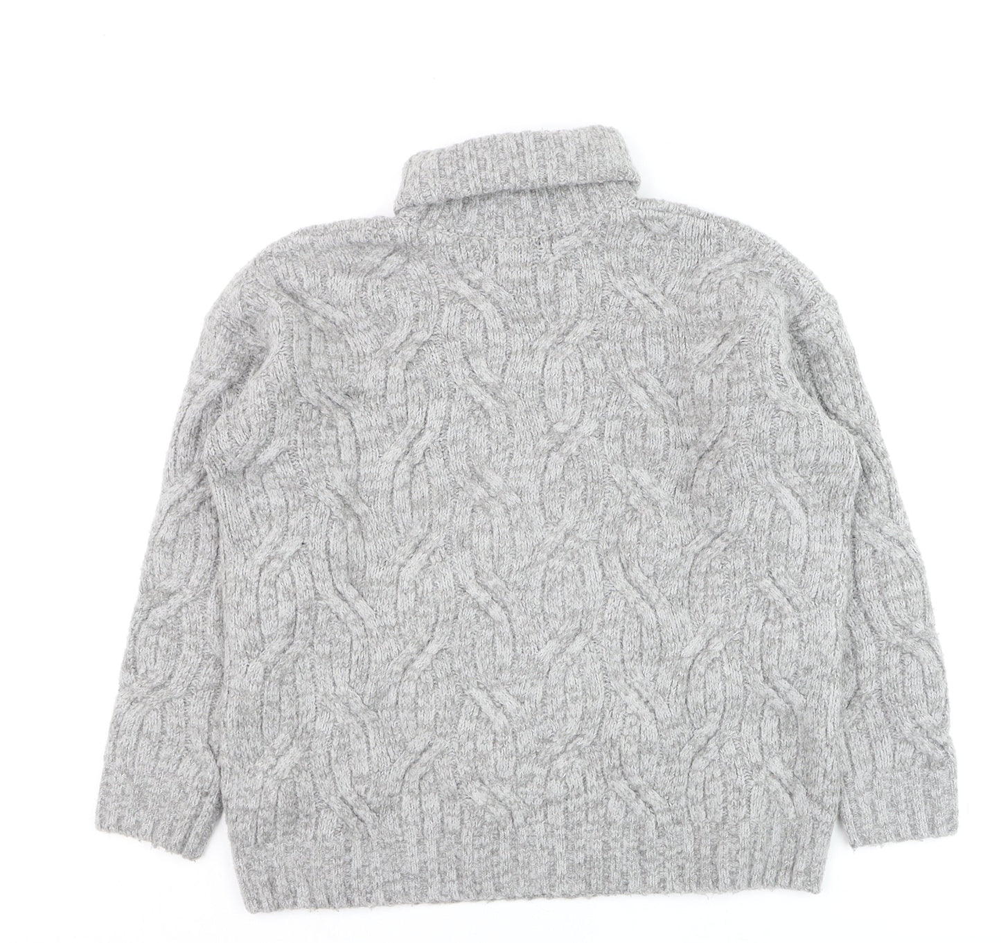 Marks and Spencer Men's Grey Cable Knit Roll Neck Jumper Size S
