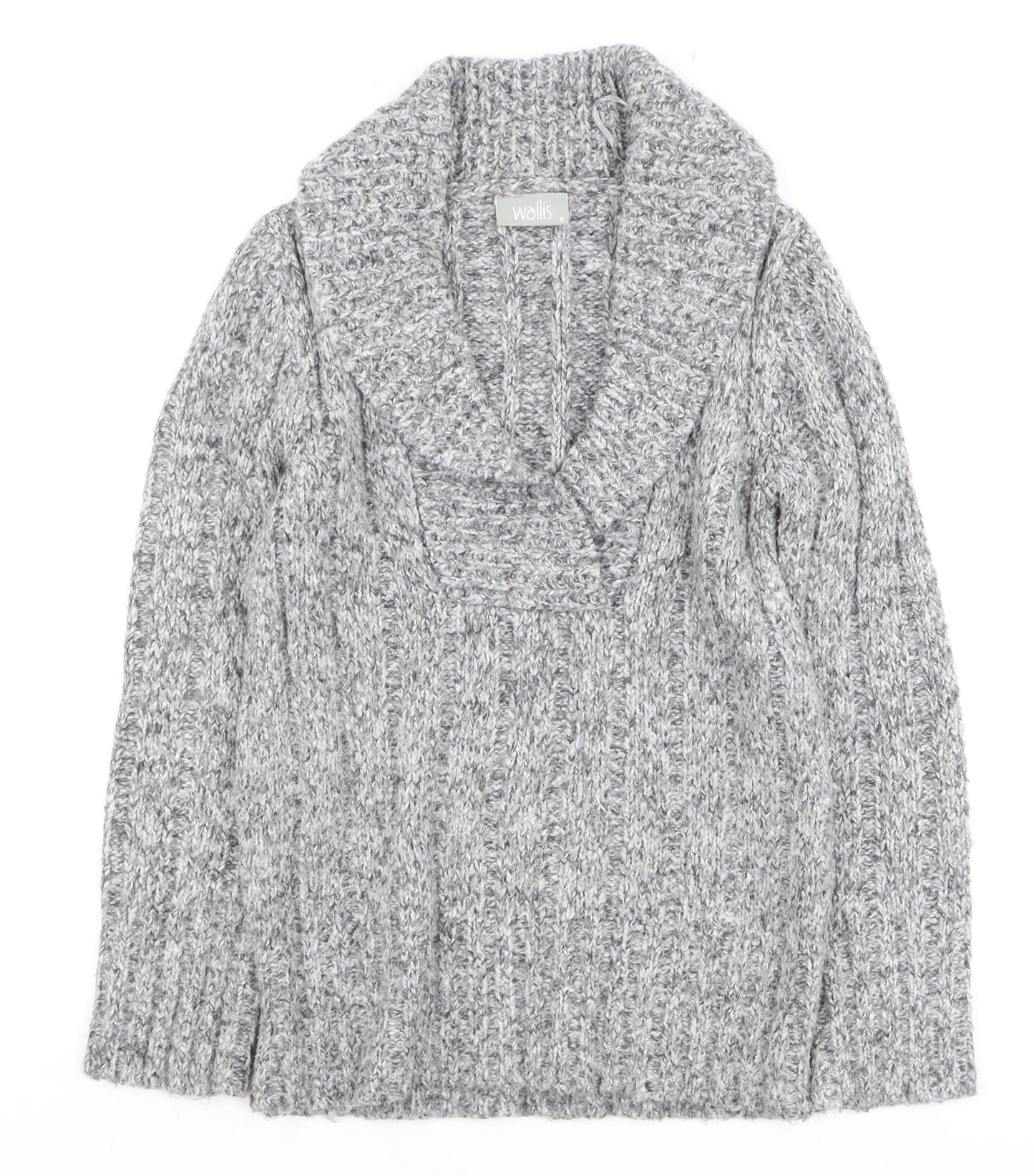 Wallis Women’s Grey Chunky Knit Cowl Neck Jumper Size 8