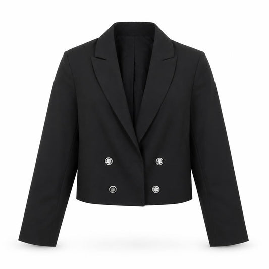 Joie Women's Black Double-Breasted Cropped Blazer Size L