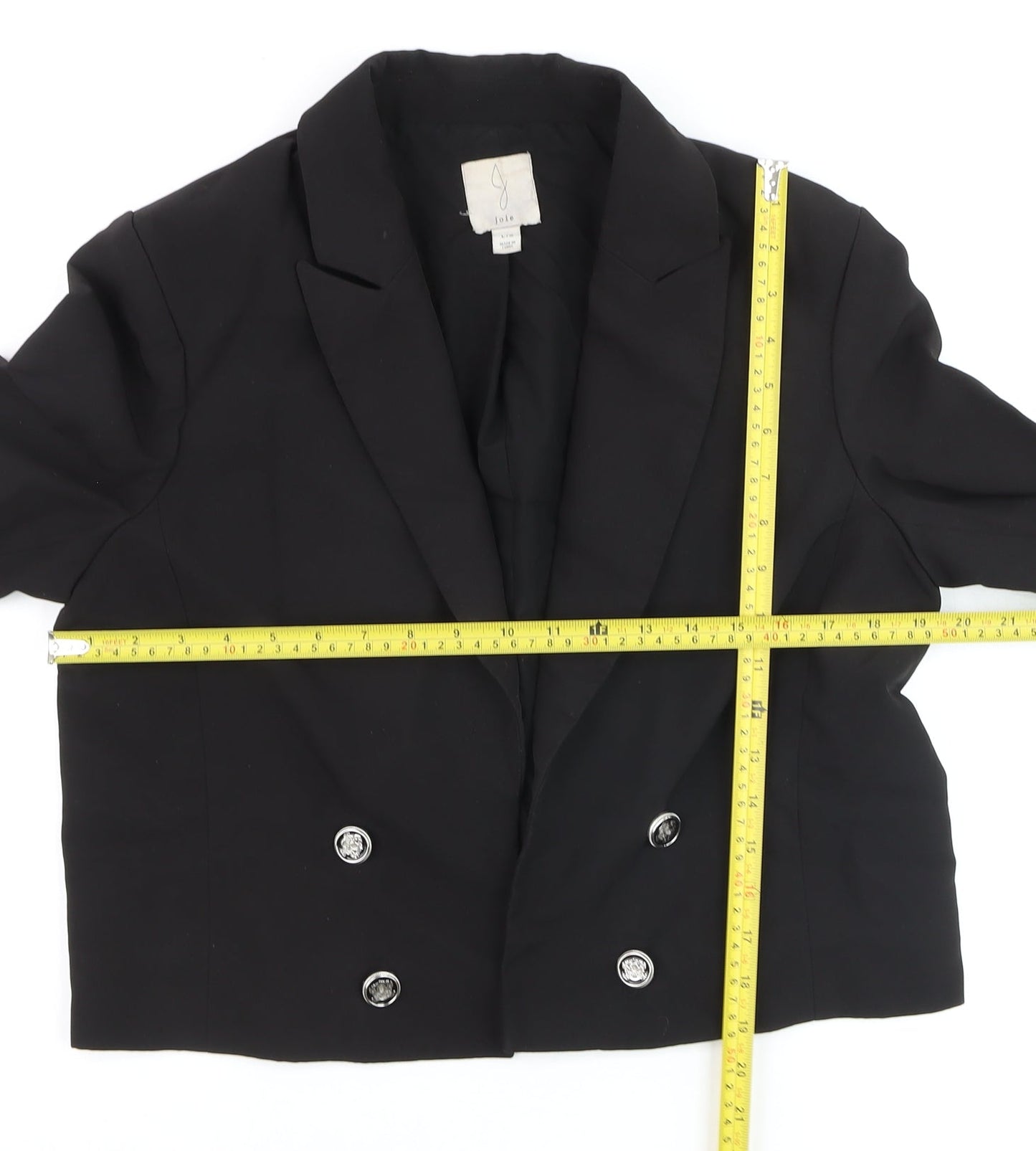 Joie Women's Black Double-Breasted Cropped Blazer Size L