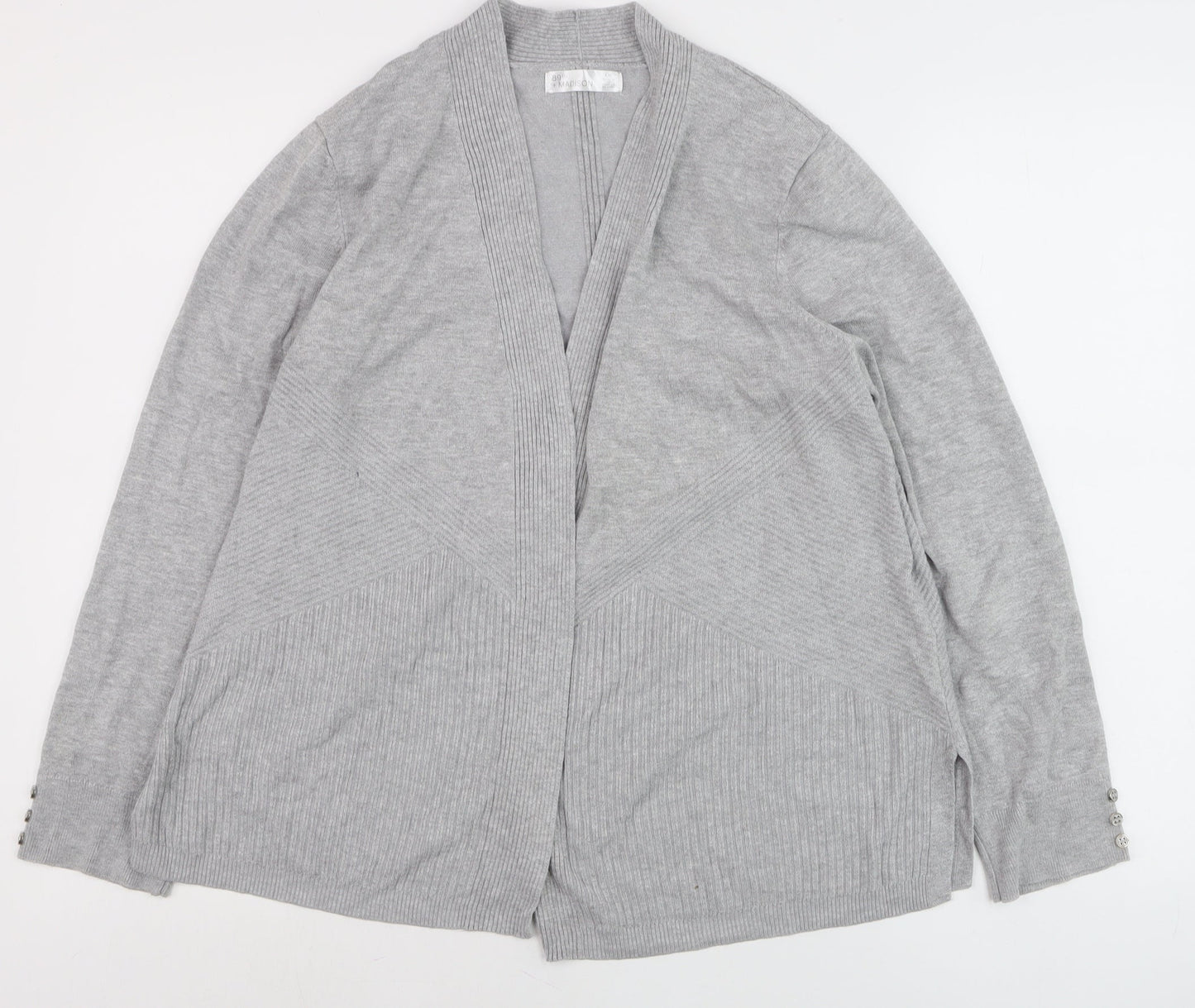 89th + Madison Women's Grey Long Sleeve Open Knit Cardigan Size L