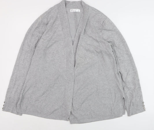 89th + Madison Women's Grey Long Sleeve Open Knit Cardigan Size L