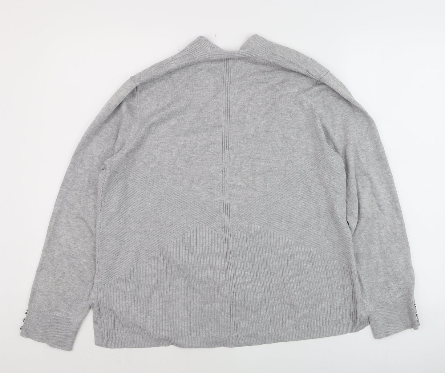 89th + Madison Women's Grey Long Sleeve Open Knit Cardigan Size L