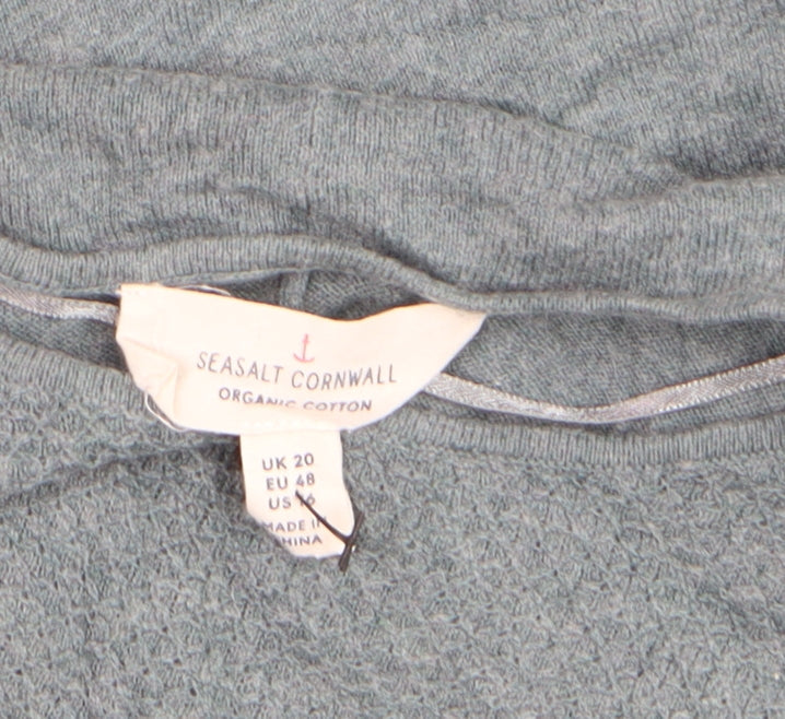 Seasalt Cornwall Women Grey Organic Cotton Long Sleeve Tunic Jumper UK 20