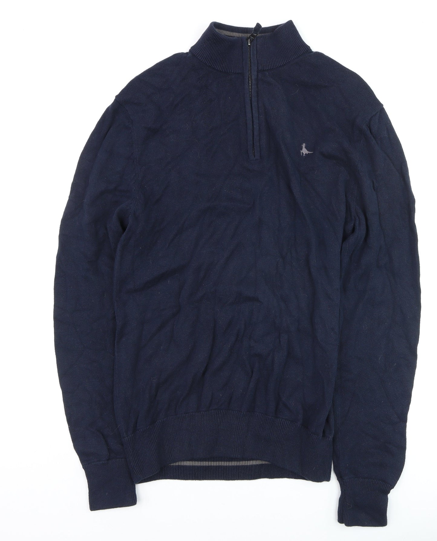 Jack Wills Men's Blue Cotton 1/2 Zip High Neck Jumper Size S