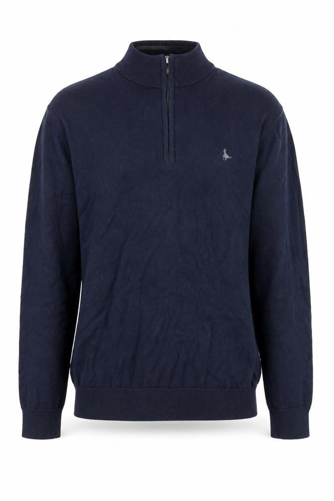 Jack Wills Men's Blue Cotton 1/2 Zip High Neck Jumper Size S