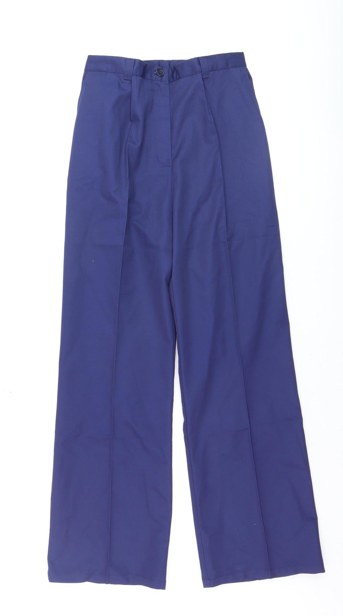 Rizues Women Blue Workwear Trousers Size 8 Wide-Leg Polyester Blend