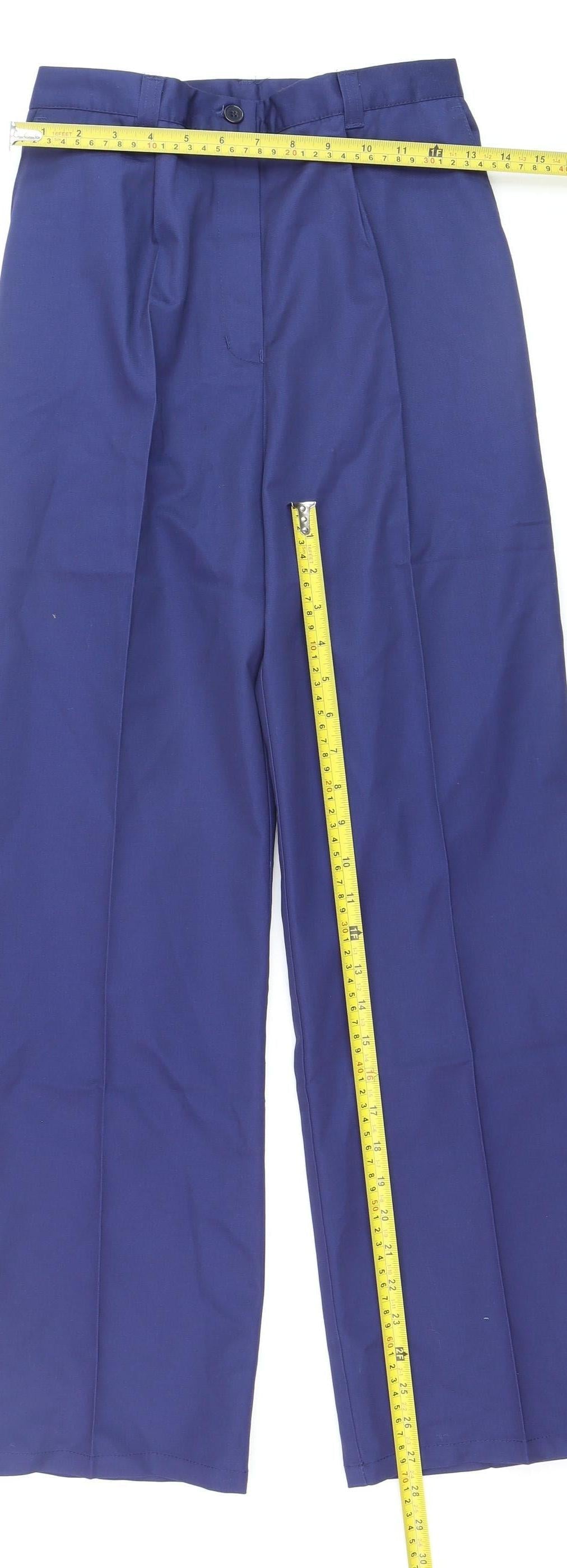 Rizues Women Blue Workwear Trousers Size 8 Wide-Leg Polyester Blend