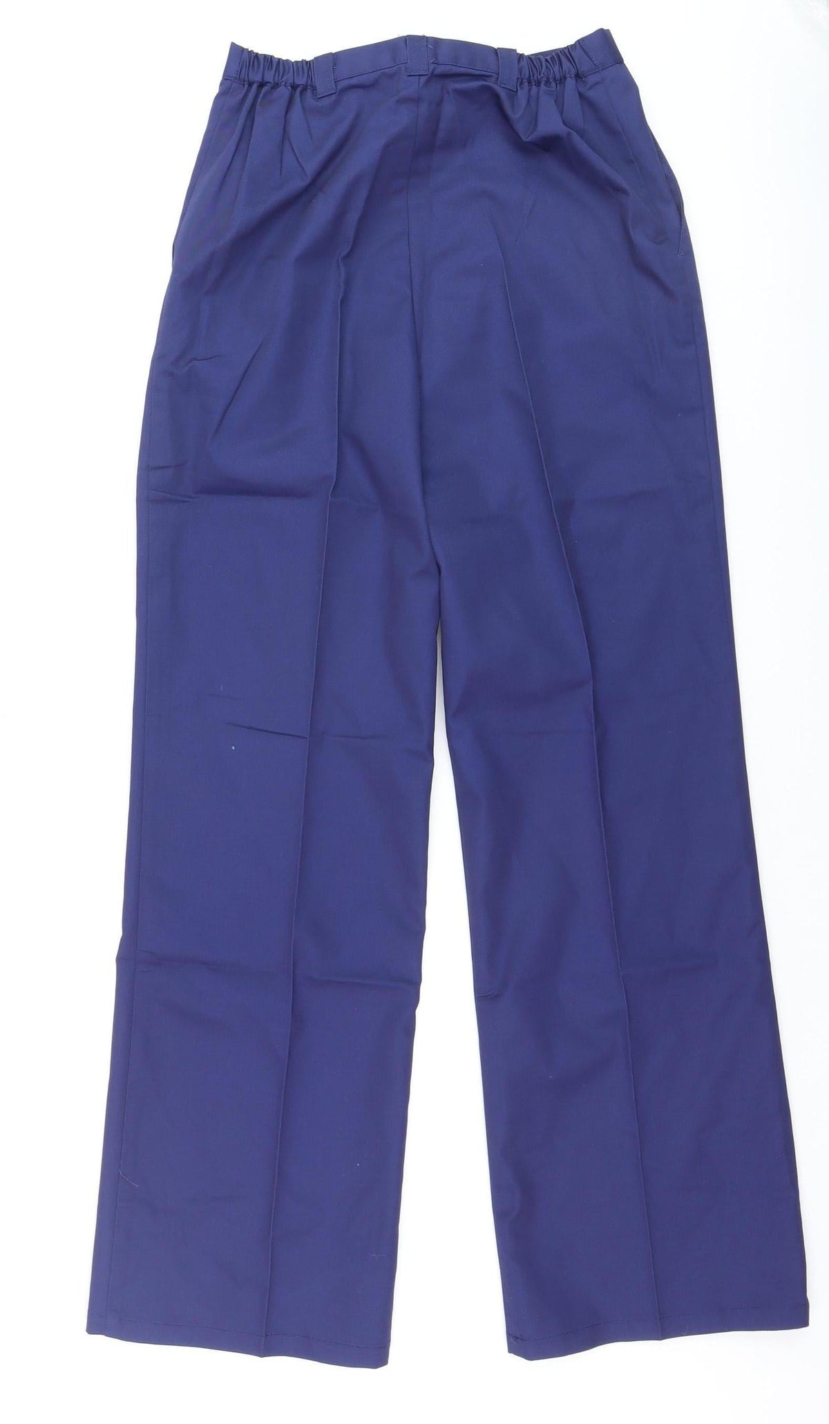 Rizues Women Blue Workwear Trousers Size 8 Wide-Leg Polyester Blend