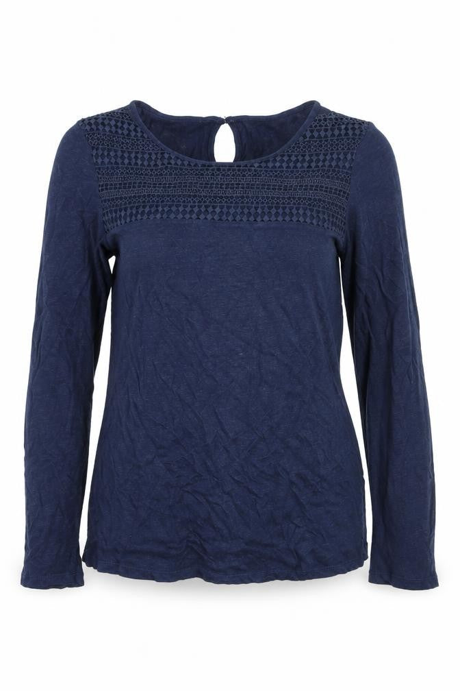 Monsoon Women’s Blue Linen Lace Long Sleeve Pullover Jumper Size 8