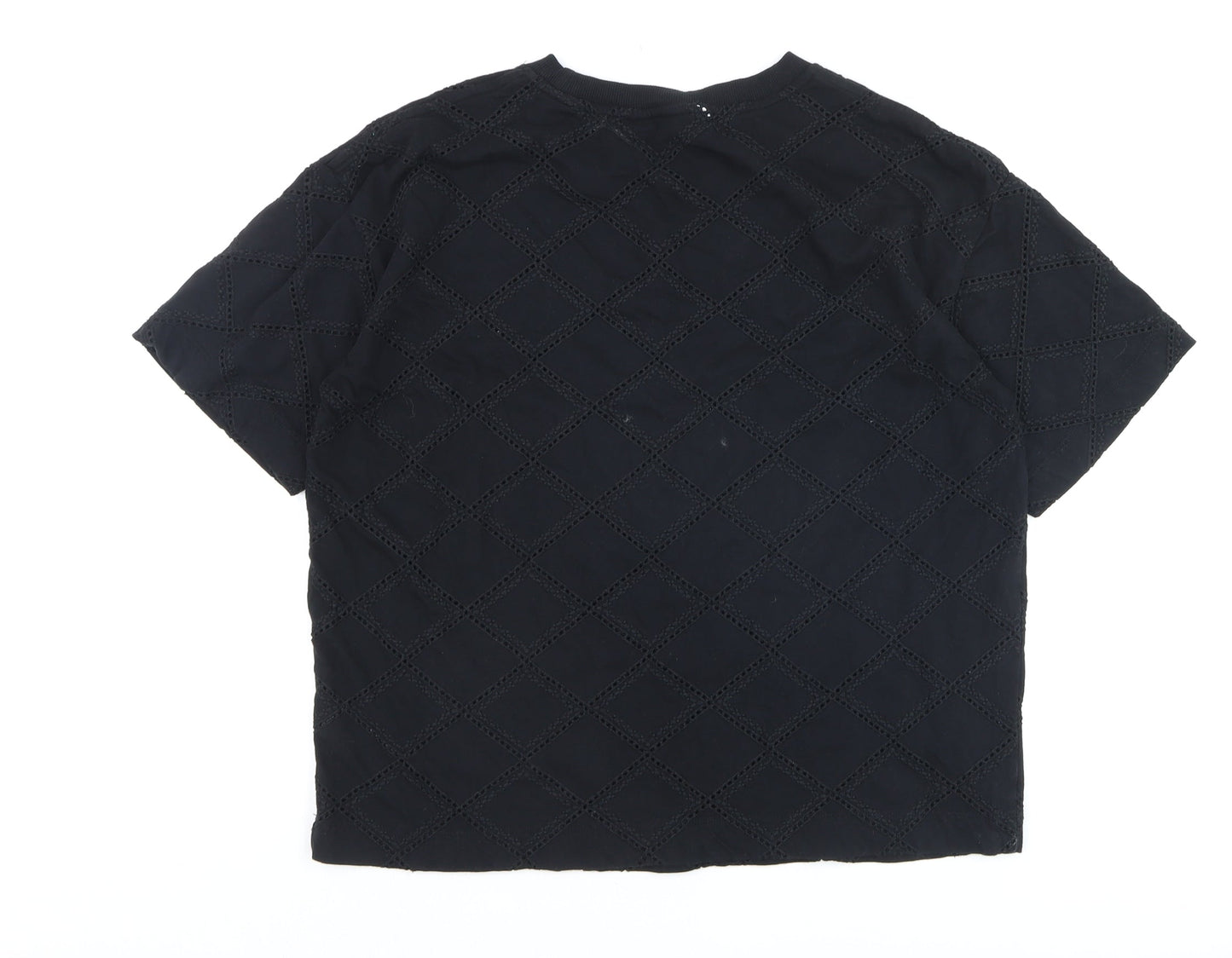 Marks and Spencer Women’s Black Crochet Cotton T-Shirt Size 12