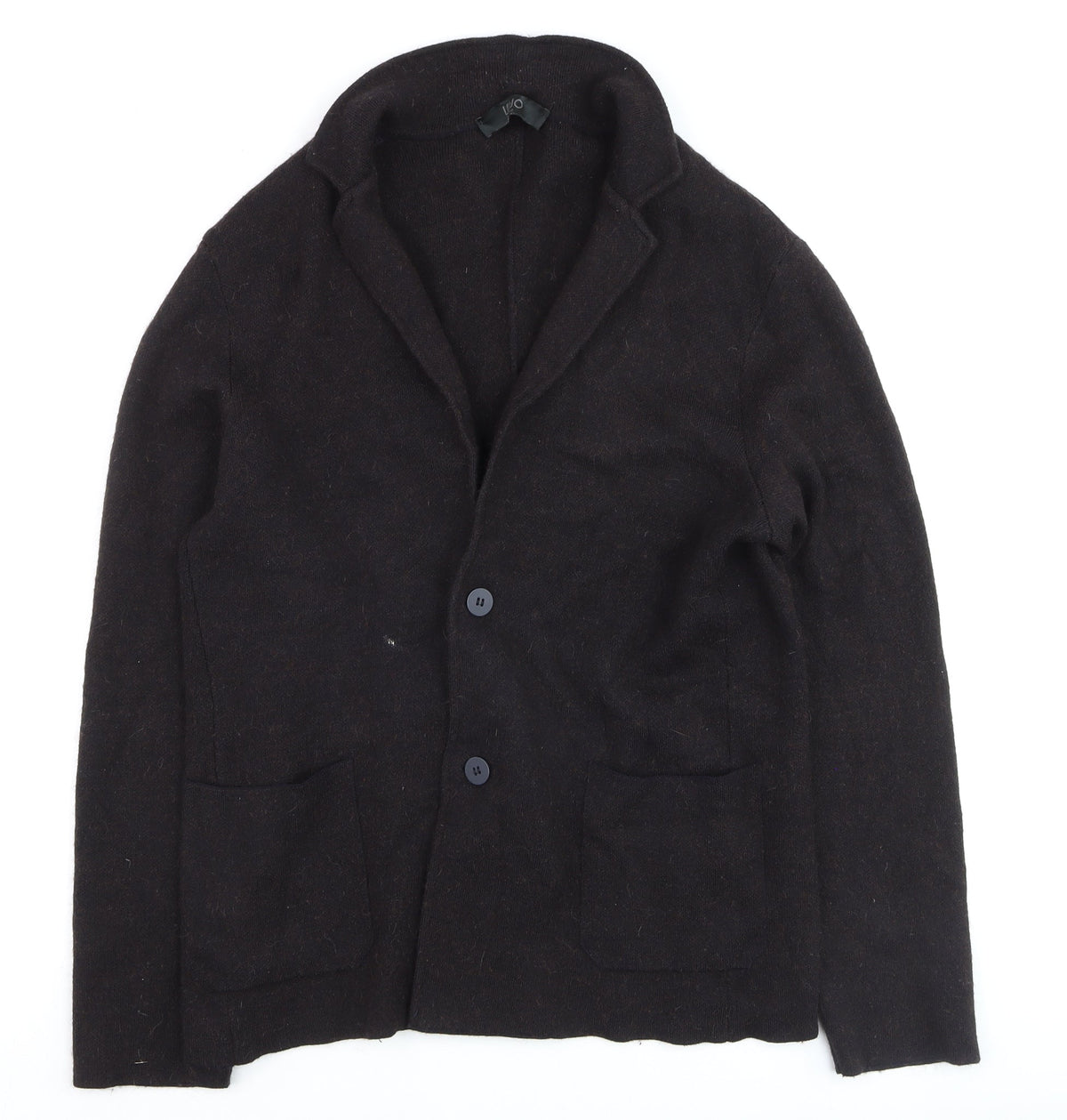 Nino Rimo Women Black Wool Blend Notch Lapel Two-Button Blazer L