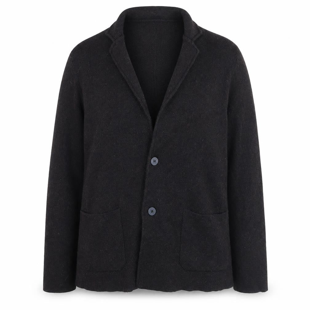 Nino Rimo Women Black Wool Blend Notch Lapel Two-Button Blazer L