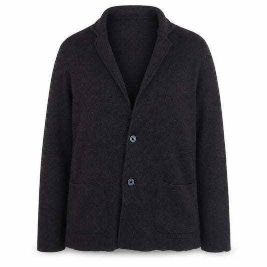 Nino Rimo Women Black Wool Blend Notch Lapel Two-Button Blazer L