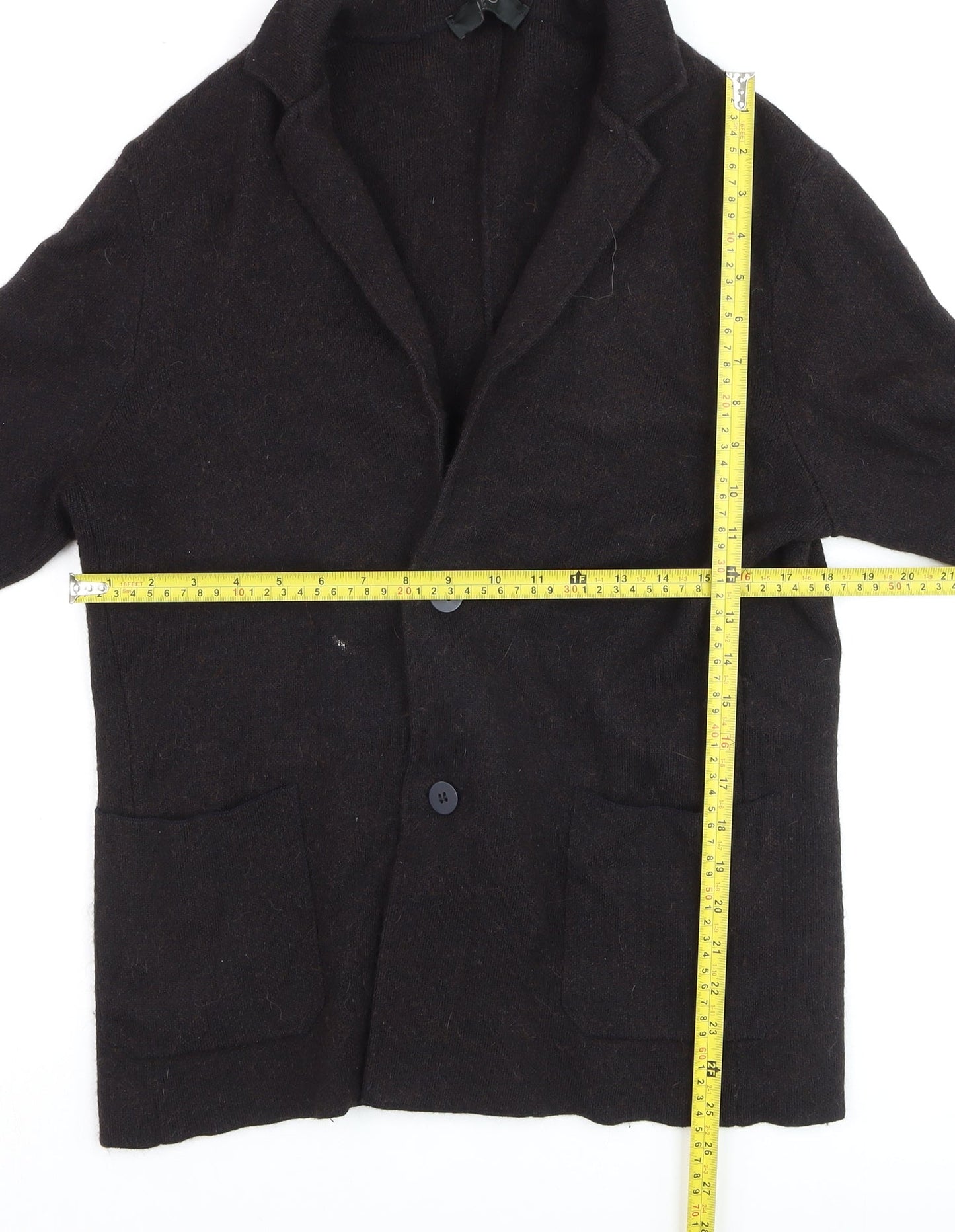 Nino Rimo Women Black Wool Blend Notch Lapel Two-Button Blazer L