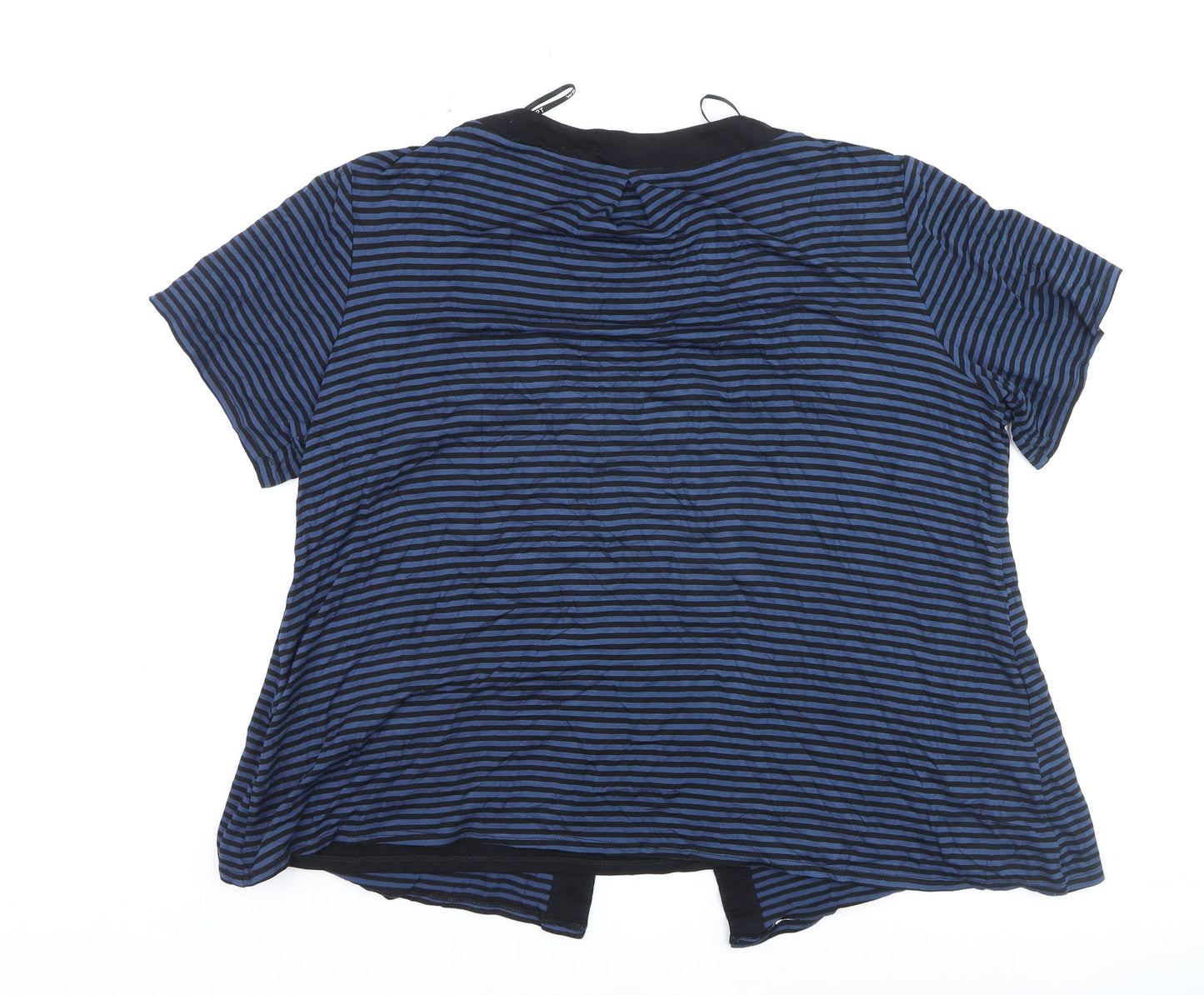 Wrar London Women's Blue Striped Tunic Blouse Size 20 Short Sleeve