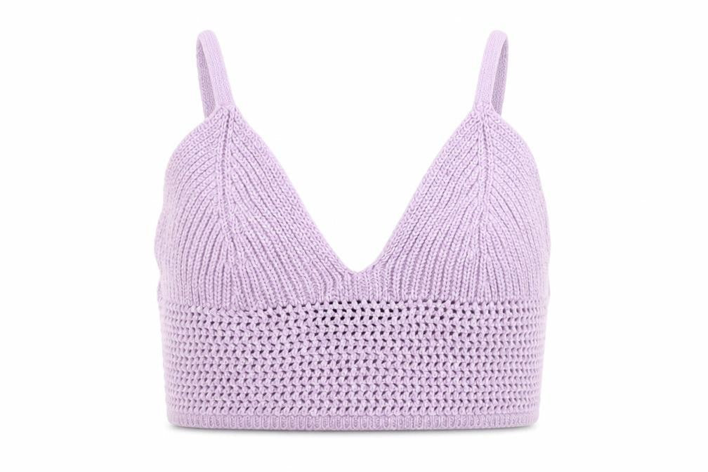 Bershka Women Purple Knit Camisole Tank Top Size S