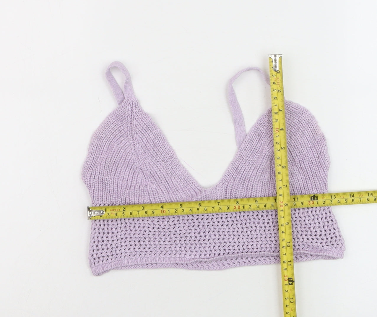 Bershka Women Purple Knit Camisole Tank Top Size S