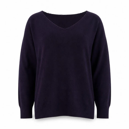 Marks & Spencer Per Una Women's Purple V-Neck Cotton Jumper Size 14
