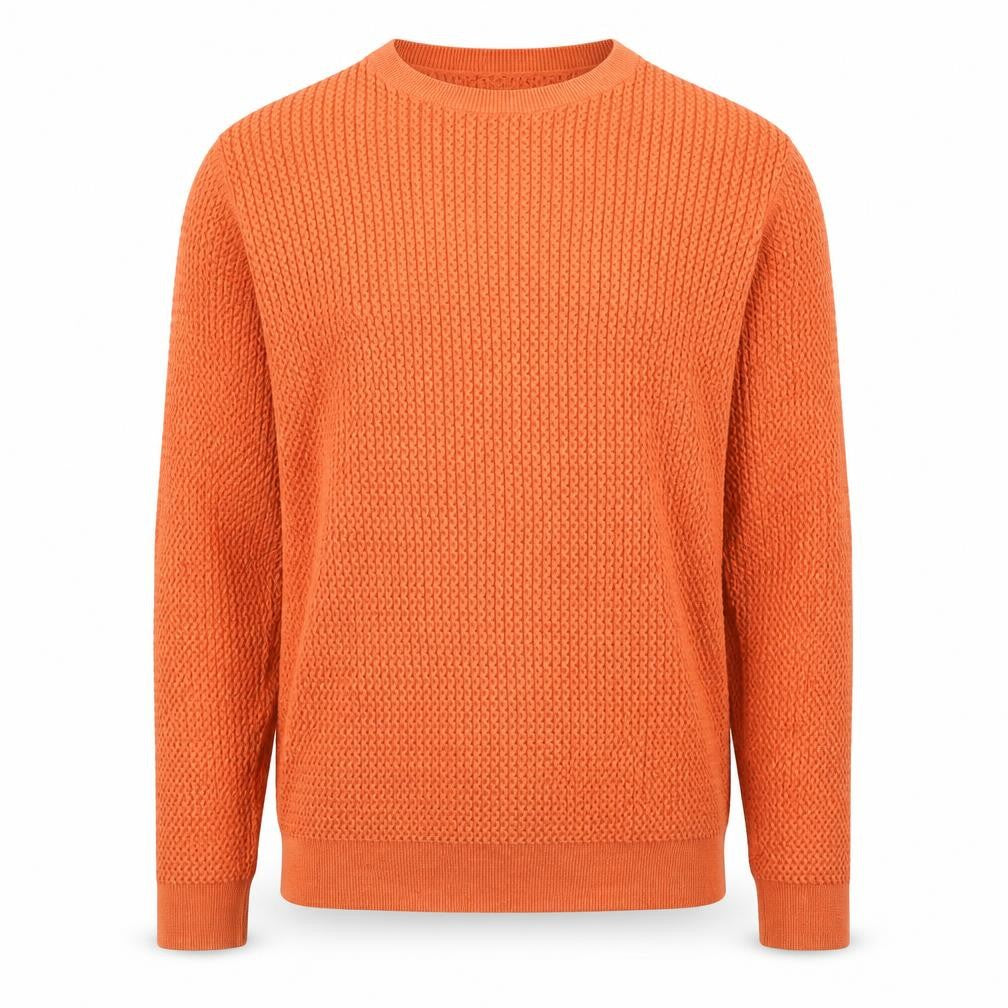 Kin by John Lewis Men's Orange Cotton Waffle Knit Jumper L