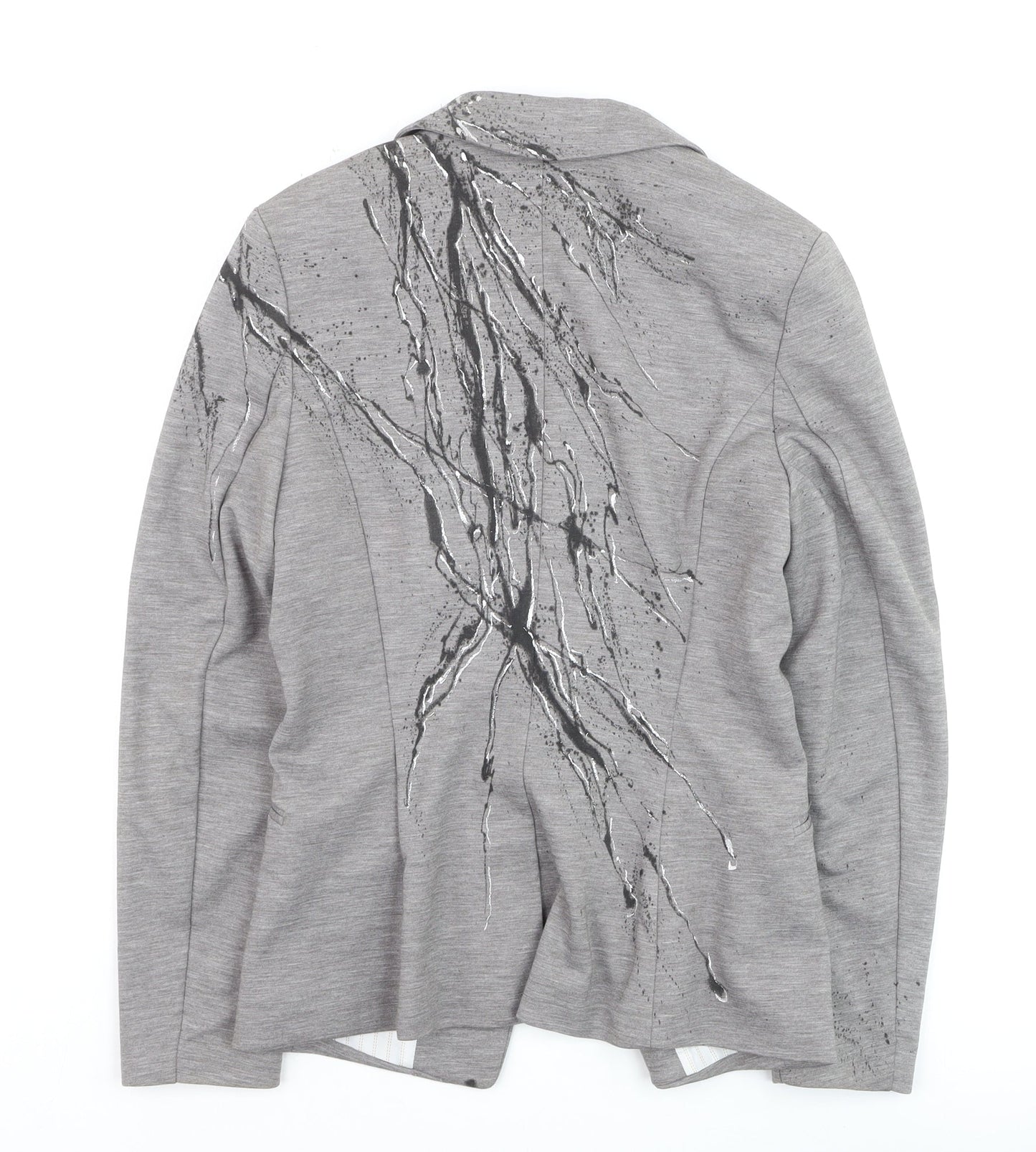 H&M Women’s Grey Abstract Print Single-Breasted Blazer Size 8