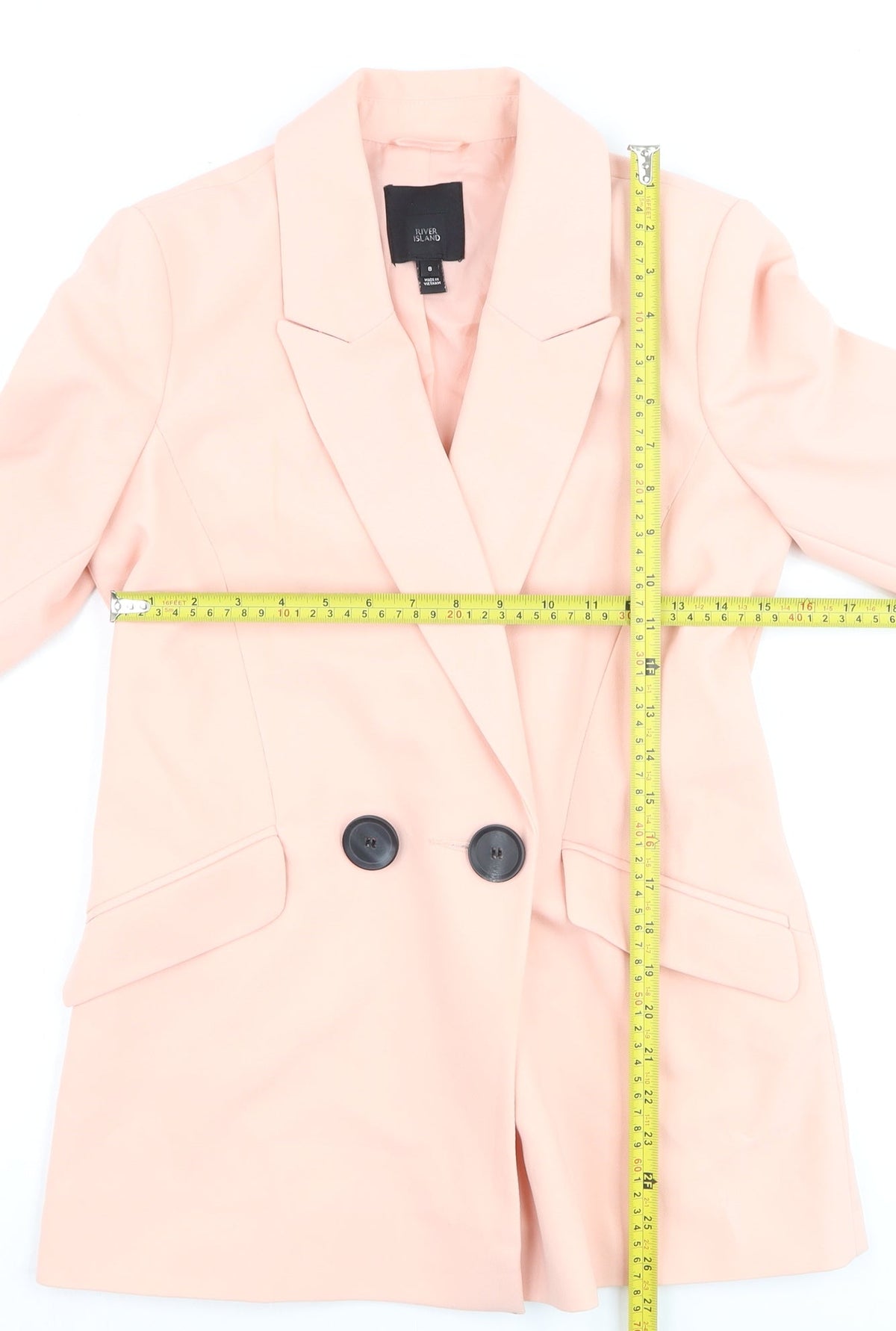 River Island Women Pink Double-Breasted Blazer Jacket Size 8