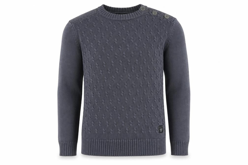 Firetrap Men's Grey Cotton Acrylic Crew Neck Button Jumper M
