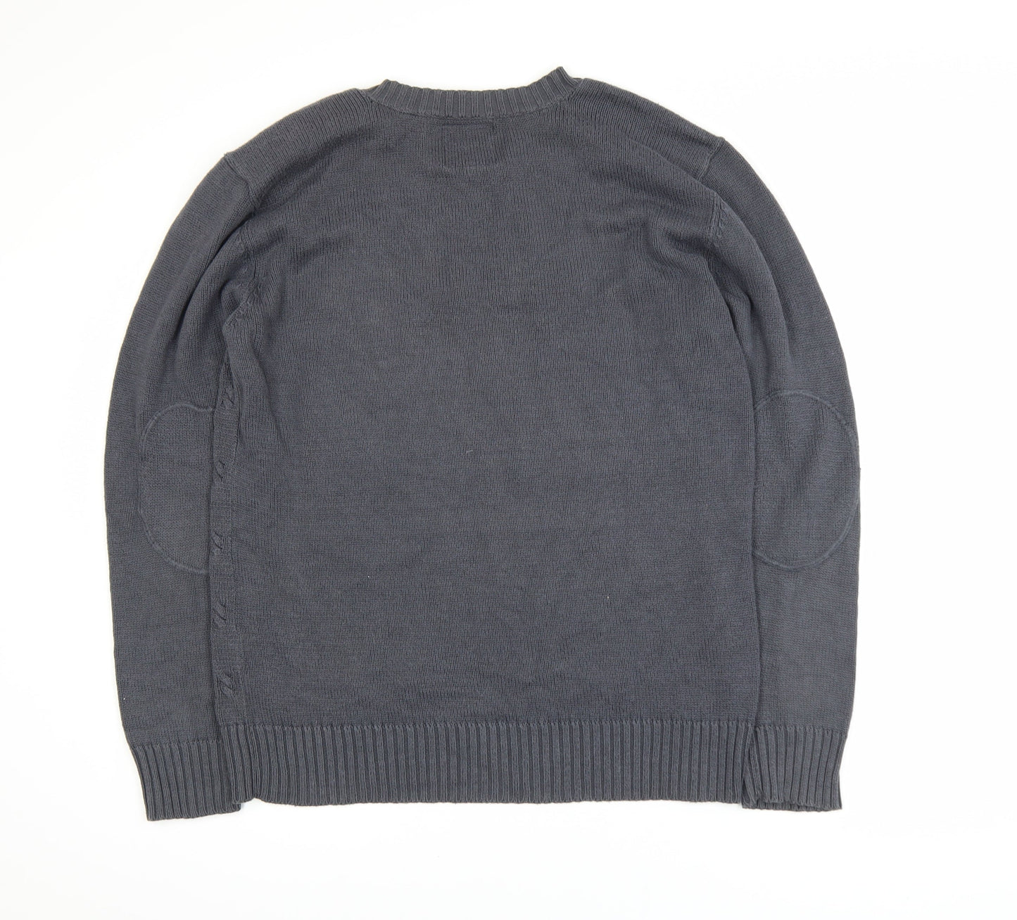Firetrap Men's Grey Cotton Acrylic Crew Neck Button Jumper M