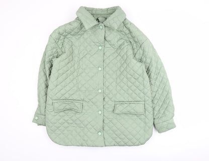 Additional front view of Tales women’s green quilted mid-length jacket, size M