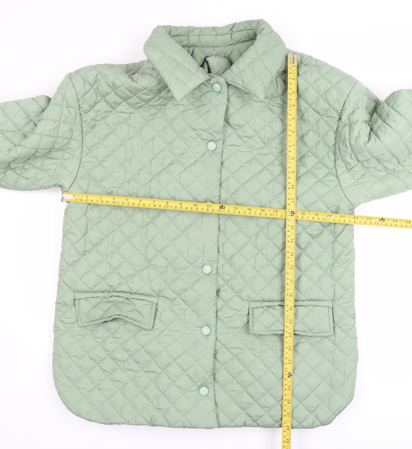 Tales Womens Green Quilted Mid-Length Jacket Size M